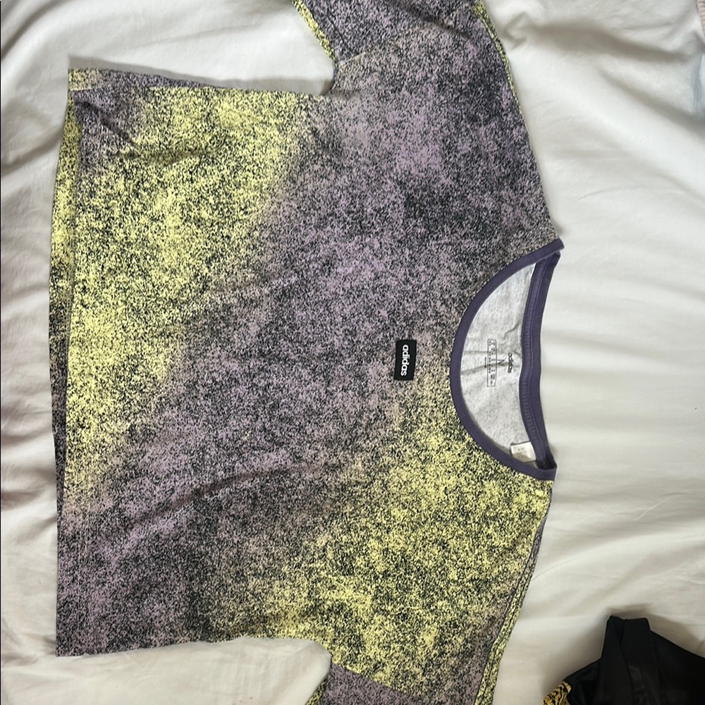 Adidas Purple and Yellow Speckled T-Shirt